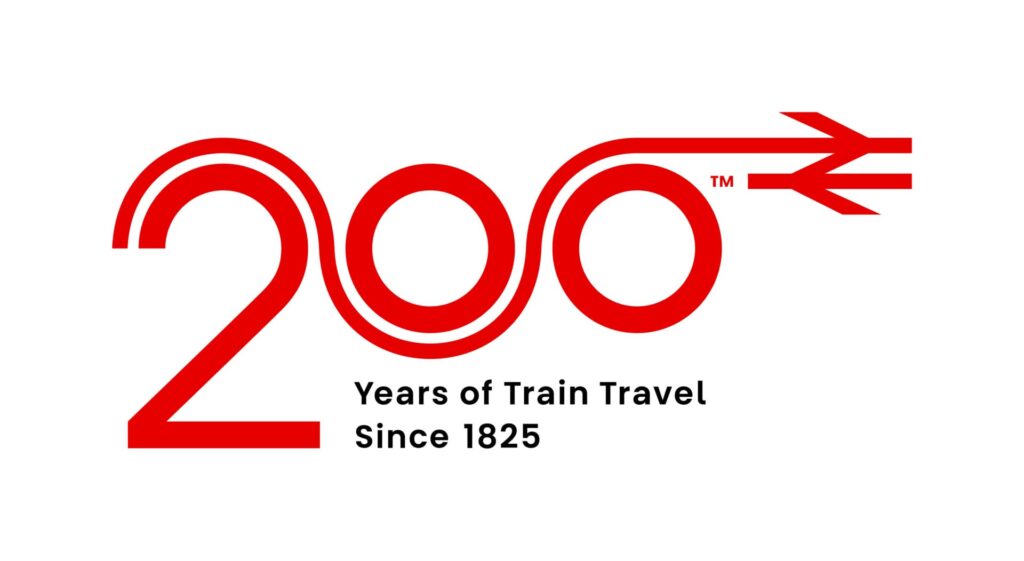 Maailman rautatiet 200 vuotta -logo