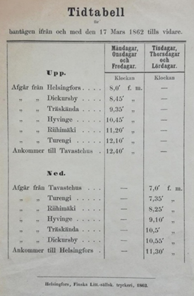 Aikataulutekstiä.